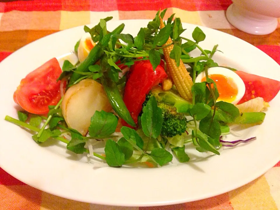 クレソンと焼き野菜のサラダ|ゴンさん