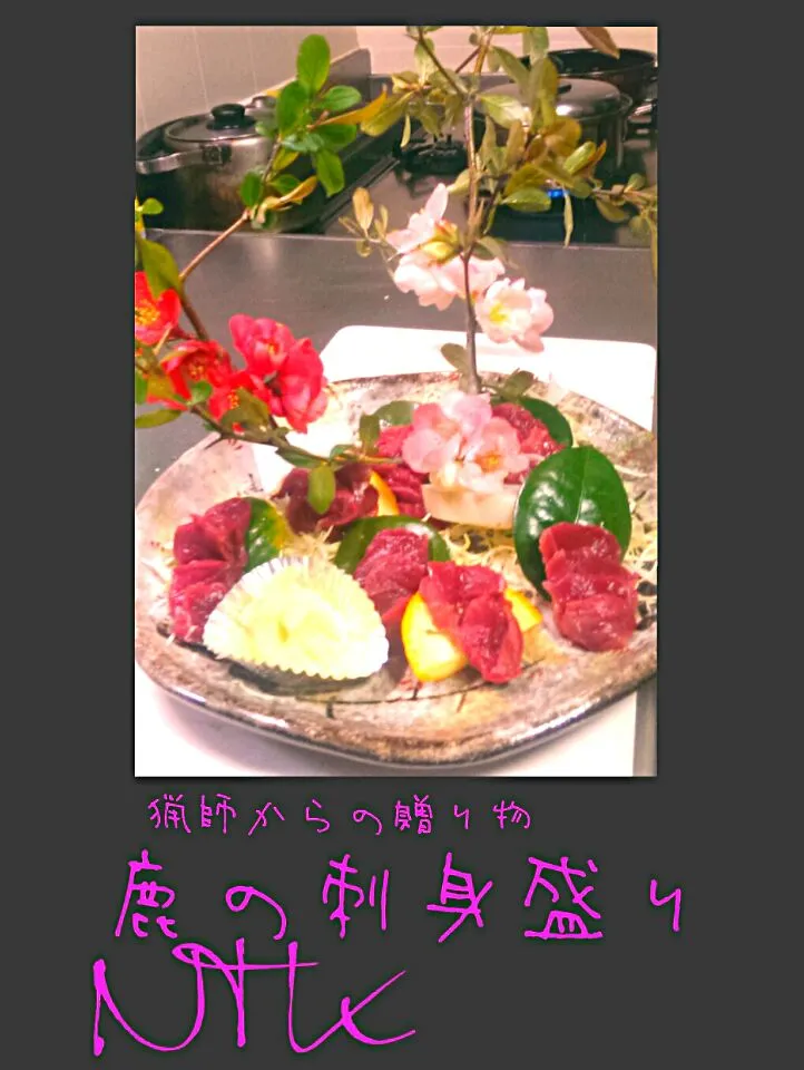 Snapdishの料理写真:鹿の刺身盛り|N.toyookaさん