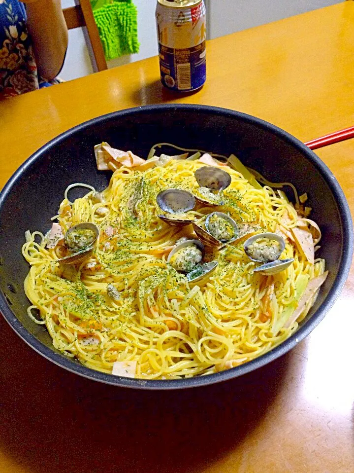 アサリの酒蒸しからのパスタ|ヨシベェさん