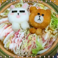 Snapdishの料理写真:仲良しコニーとブラウンのミルフィーユ鍋|きてぃ子☆さん