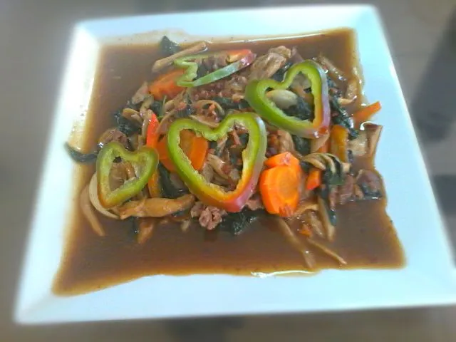 Snapdishの料理写真:Wild Mushroom & Spinach with Beef in oyster Sauce|Dan Alfred Garcia Madriagaさん