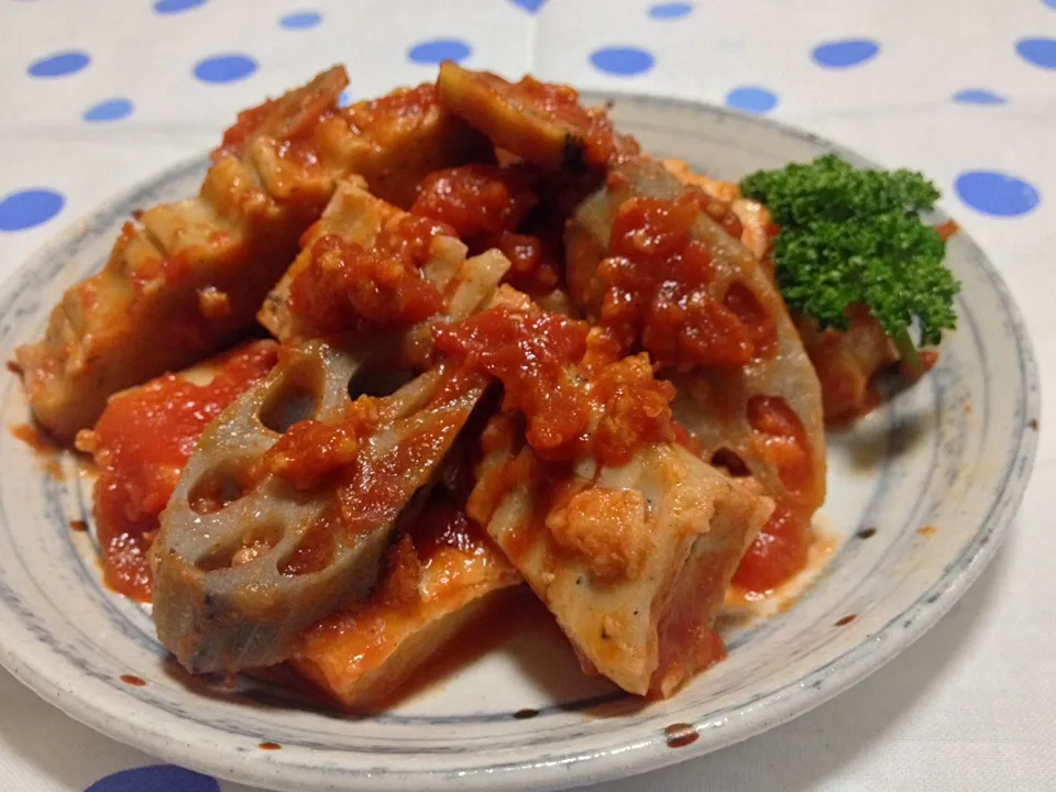 かくふ(角麩)とレンコンのトマト煮|かくふ倶楽部さん