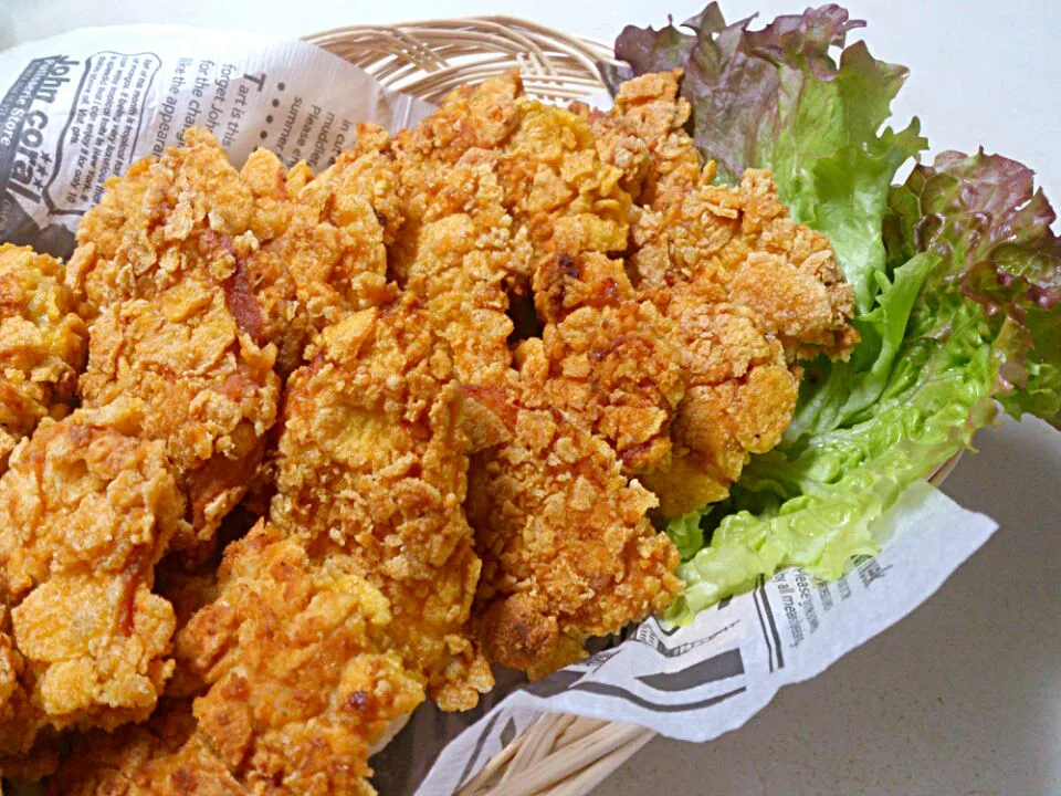 バリバリ雷チキン～鶏むね肉のカレー味コーンフレーク揚げ～|sakurakoさん