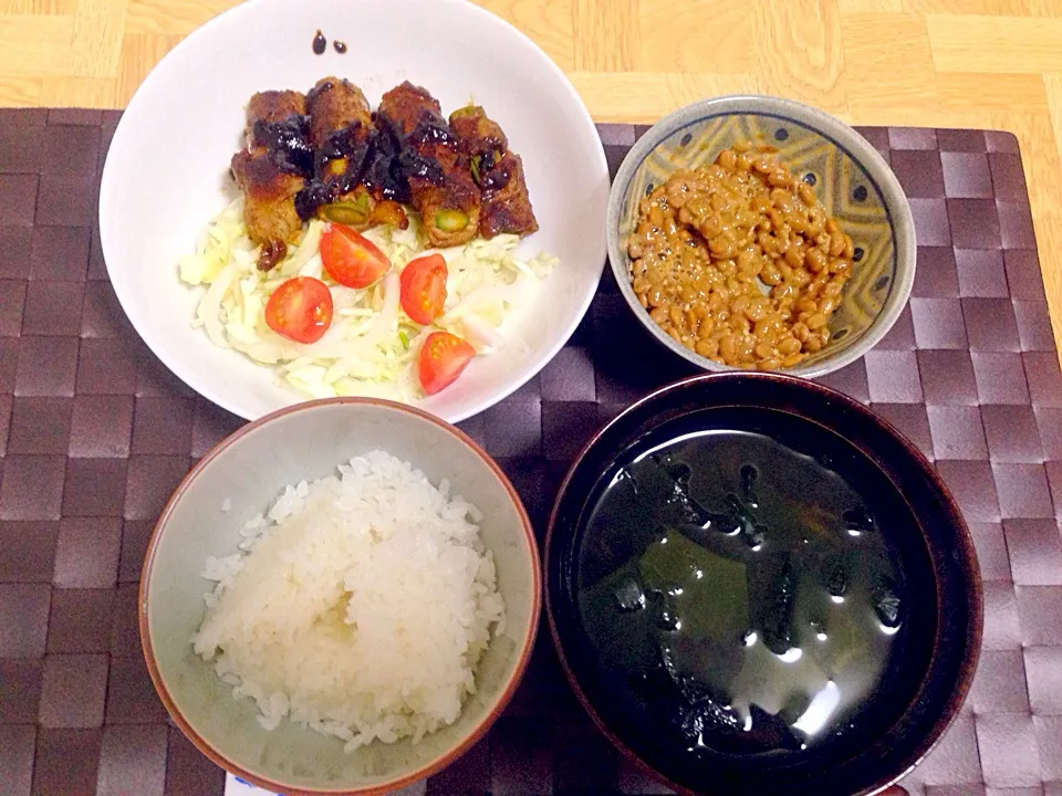 アスパラ肉巻きのカレー風味ソースソテー定食|Tarou  Masayukiさん