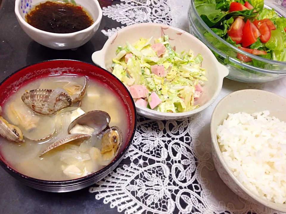 あさりのお味噌汁の晩ご飯|やすさん