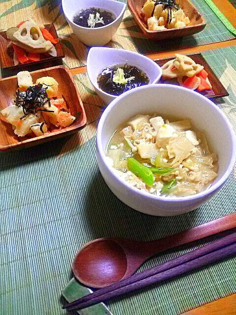 Snapdishの料理写真:筍の麻婆豆腐♡辛味を押さえた 白い仕上がり♪|ゆず( ˘ ³˘)♥さん