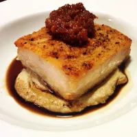 Snapdishの料理写真:Pork belly with liver mousse & bourbon maple bacon jam|Brian Churchillさん