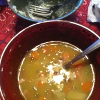 Snapdishの料理写真:Pea soup and salad|kelsieさん