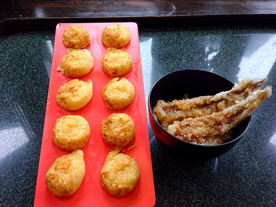 Snapdishの料理写真:明石焼きとミニ穴子丼|Shigeruさん