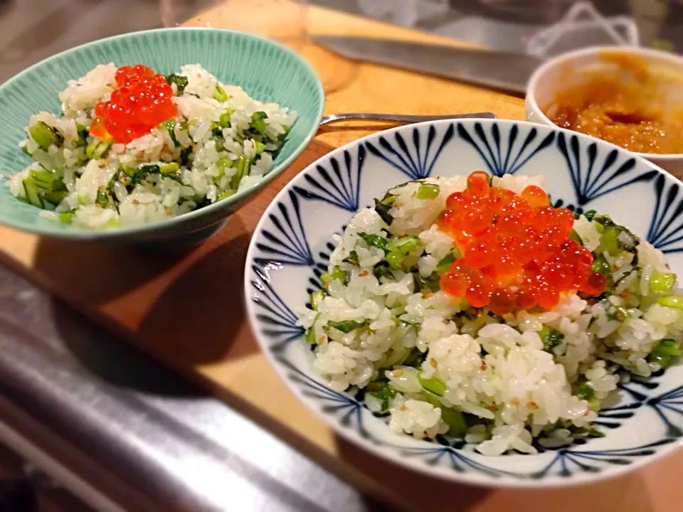 カブの葉ご飯 いくら載せ|y3_3yさん