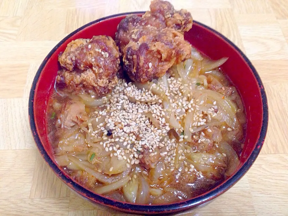 鶏唐&野菜炒めトッピングの味噌ラーメン|Tarou  Masayukiさん