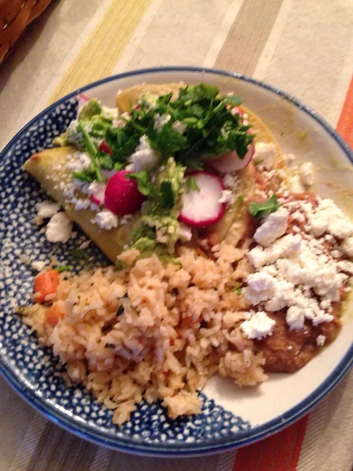 Mexican chicken enchiladas beans and rice|Mary Redden-Avilezさん