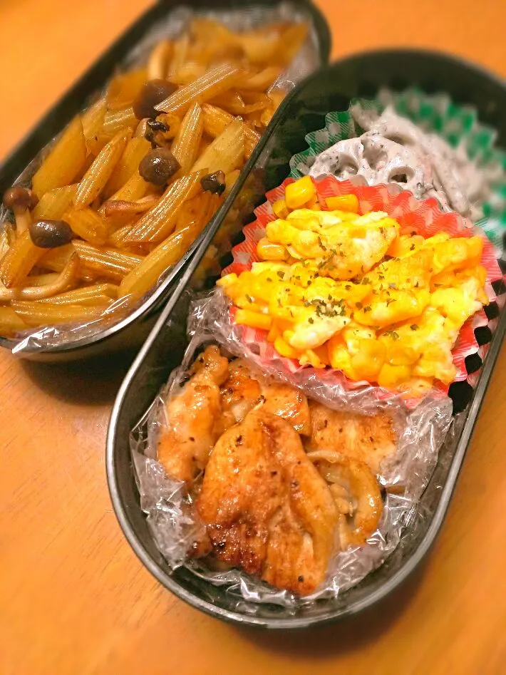 チキンのレモンペッパー焼き弁当♪さっぱりめパスタと☆|ナマケモノさん