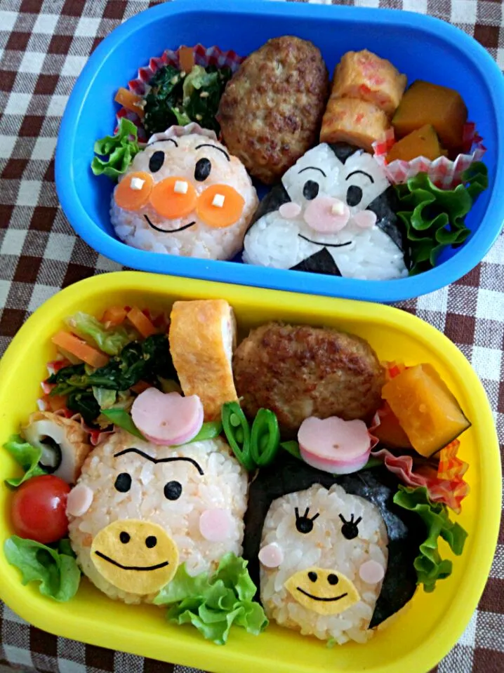 はなかっぱ＆ももかっぱﾁｬﾝお弁当とアンパンマン＆おむすびマンお弁当♪|Junkoさん