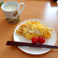 卵とじ焼きうどん|ななさん