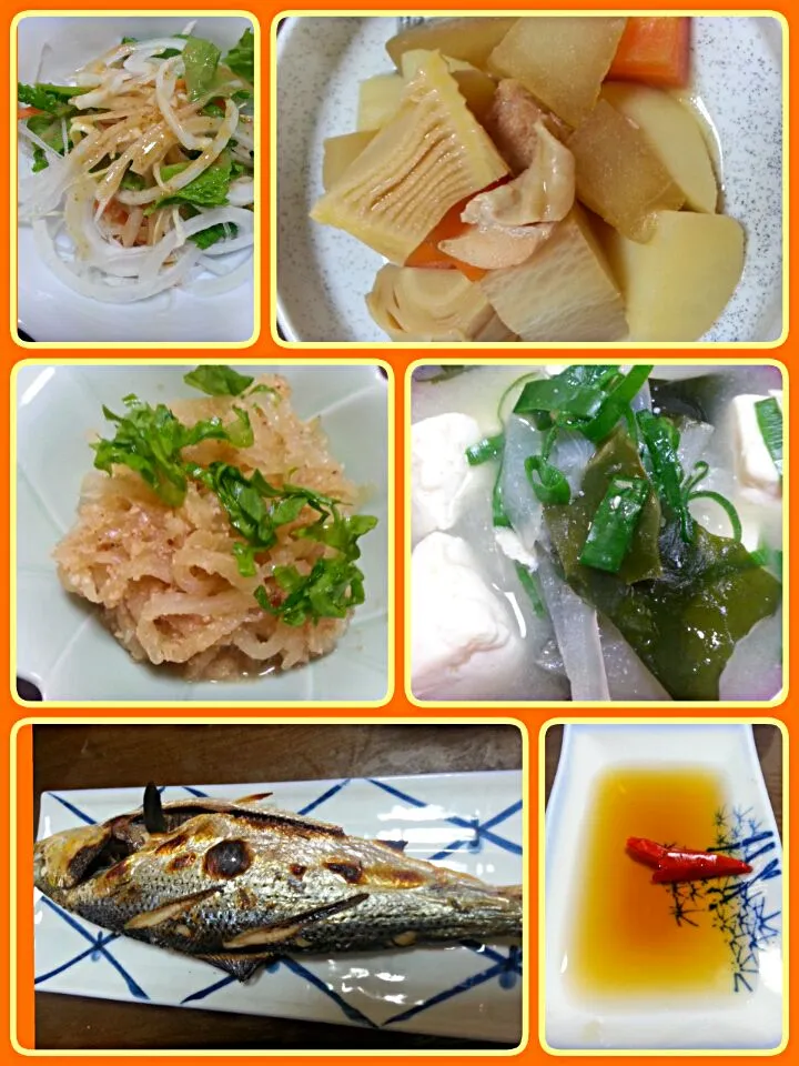 和食/japanese cuisine#grilled fish#vegetables salad# stewed food#misoshiru soup|Miki Jorierose Obispoさん