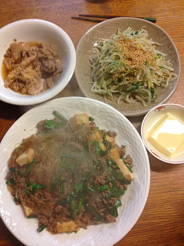 ★ひき肉と春雨のオイスター炒め煮★さばのこ煮★もやしと水菜のナムル|三宅 里美さん