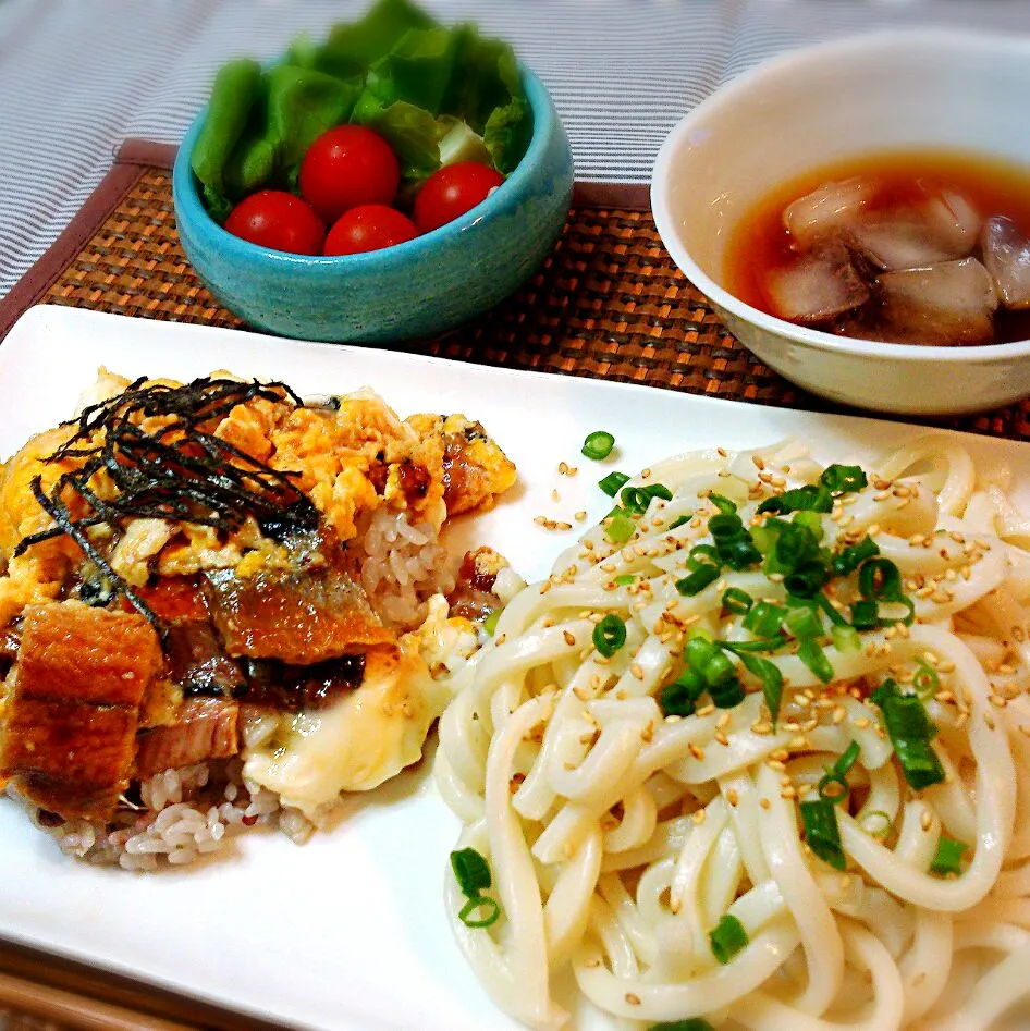 和定食！柳川風の丼とざるうどん定食☆|エコイズムさん