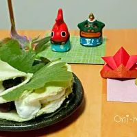 食パンで簡単　柏餅風オムレット