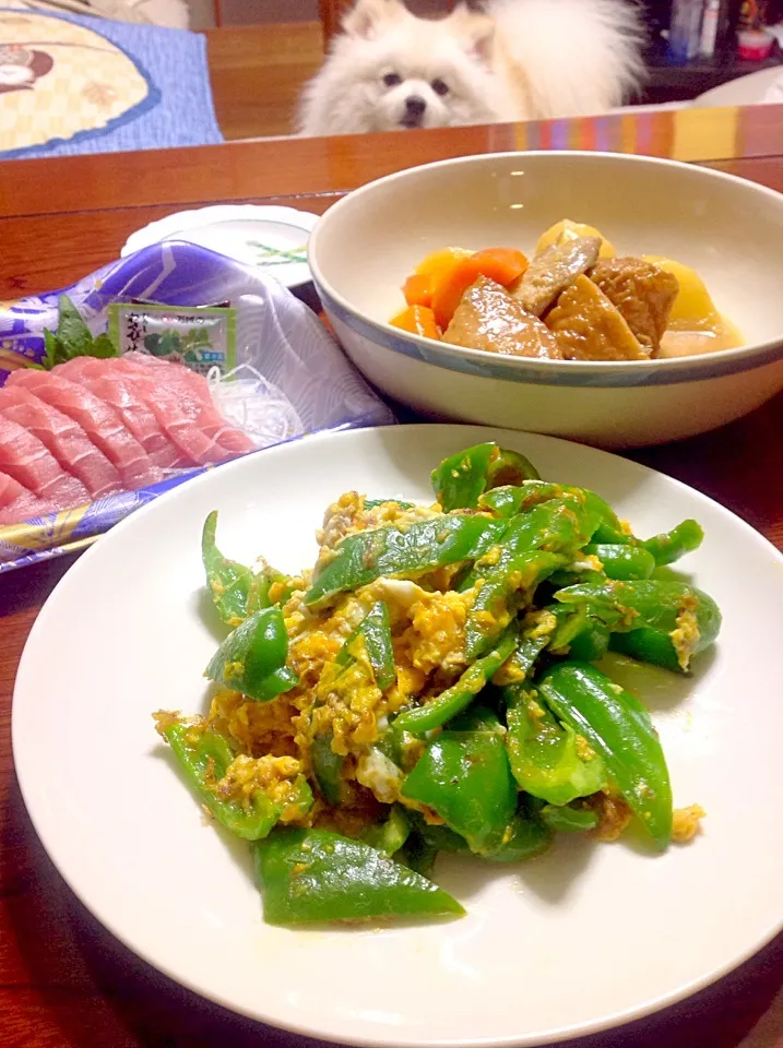 greenbell pepper# chickenwings#potato# sashimi|Wilma Velasco Sombilla Ikedaさん