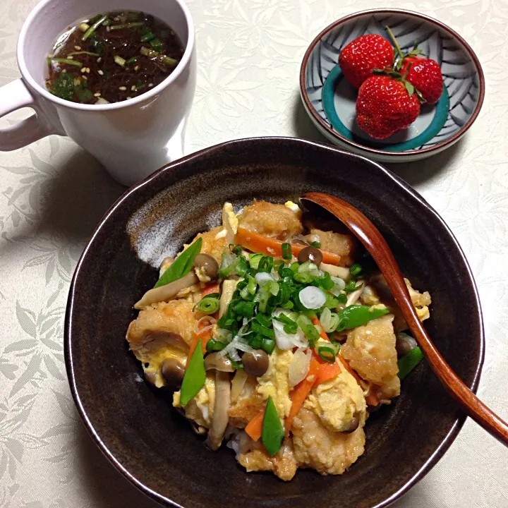 唐揚げ親子丼。|いっしーさん