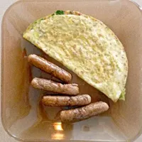 Spinach flaxseed omelet with veggie sausage|Christyさん