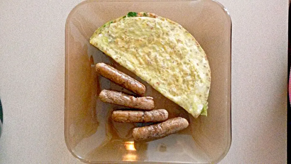 Spinach flaxseed omelet with veggie sausage|Christyさん