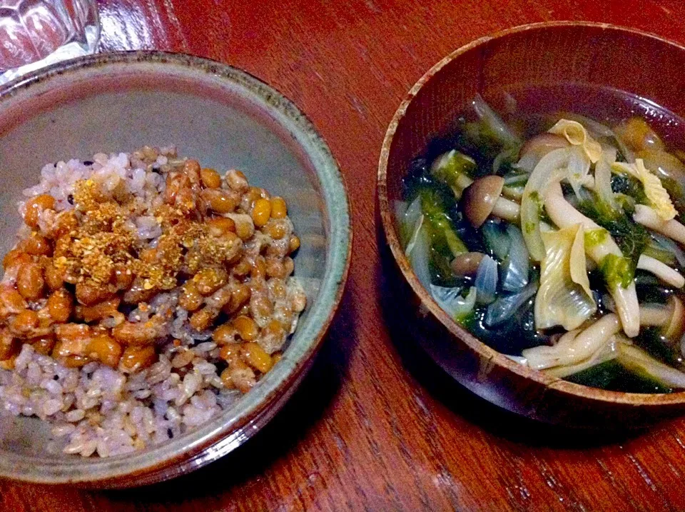 納豆ご飯、湯葉汁|machinさん