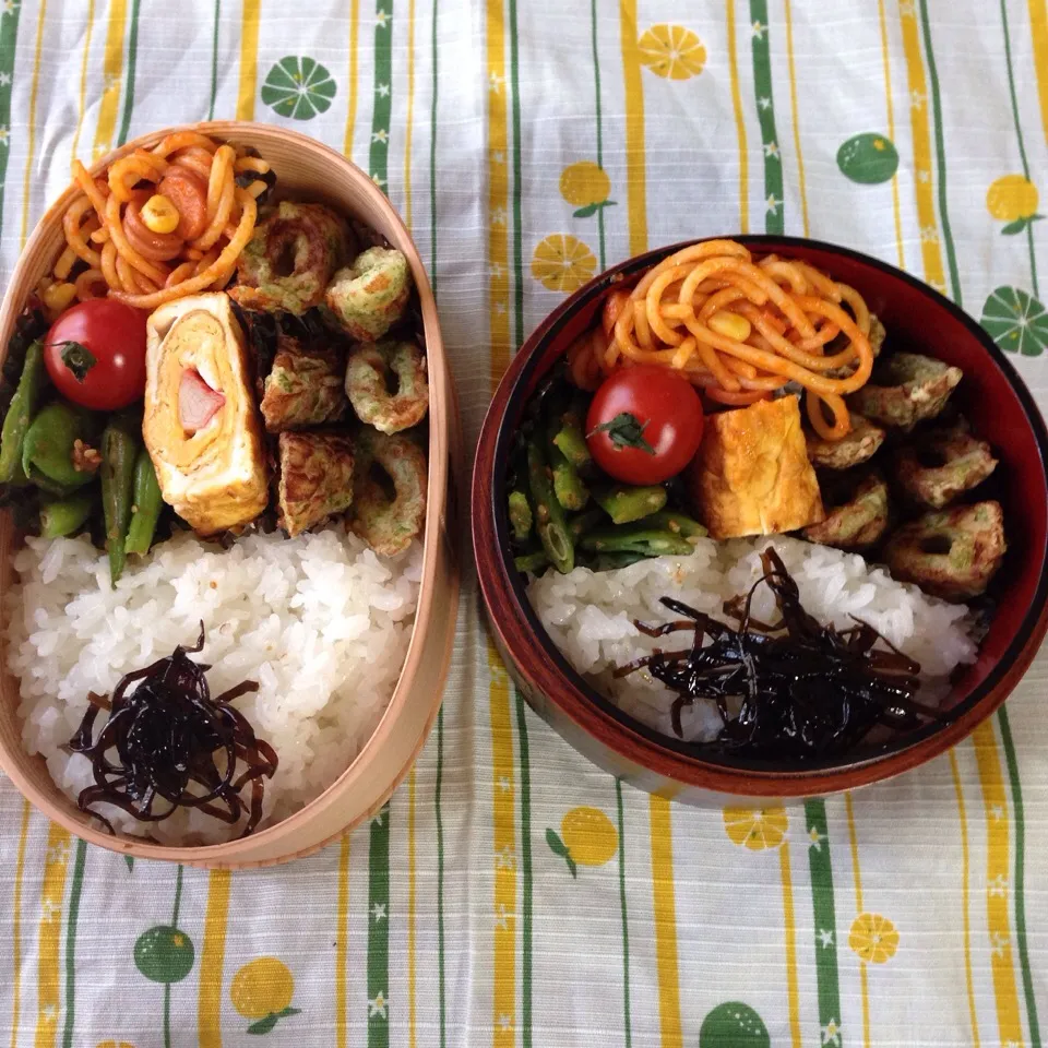 今日のお弁当 中学生女子のちくわ磯辺揚げ弁当編 と母弁|hiruma_asakoさん