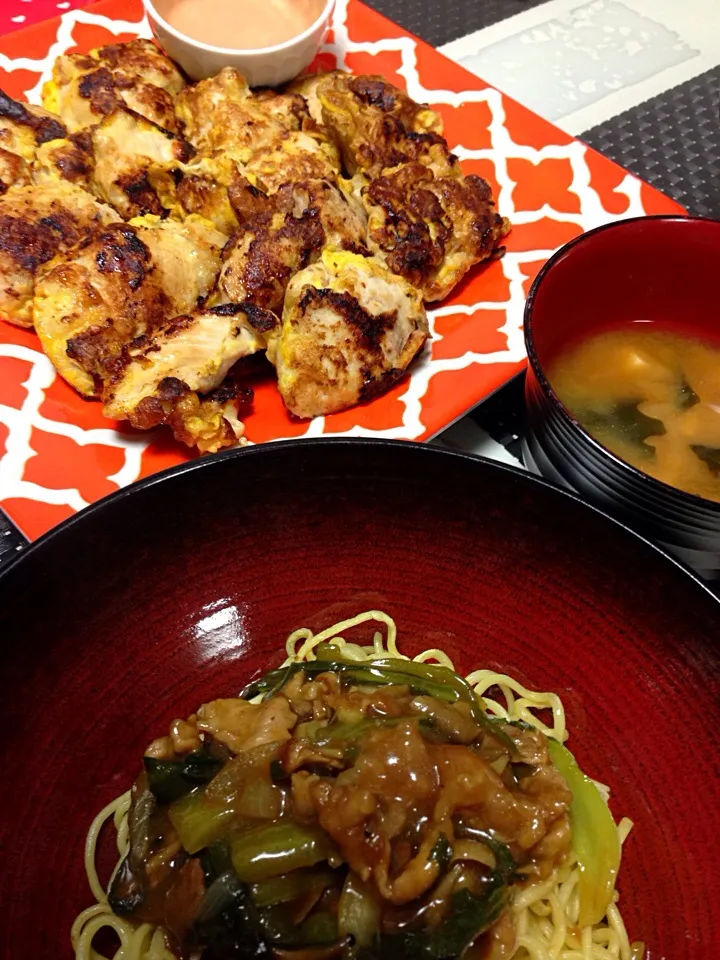 中華風カレーあんかけ焼きそば☆鶏肉のピカタ|MEGUMIさん