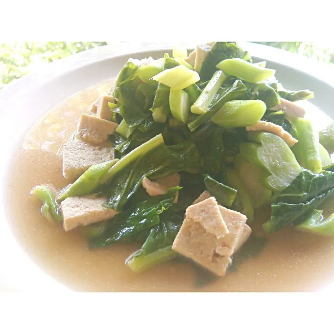 ผัดคะน้าเต้าหู้น้ำมันหอย Stir fried Chinese broccoli in oyster sauce tofu|pam chaletaさん