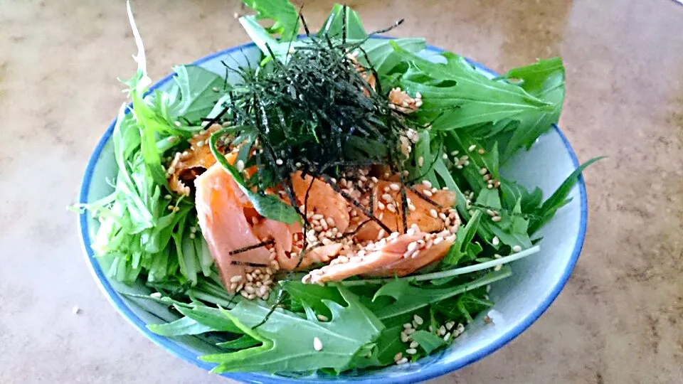 鮭と水菜と大葉の松茸風味だし茶漬け|都々木舞さん