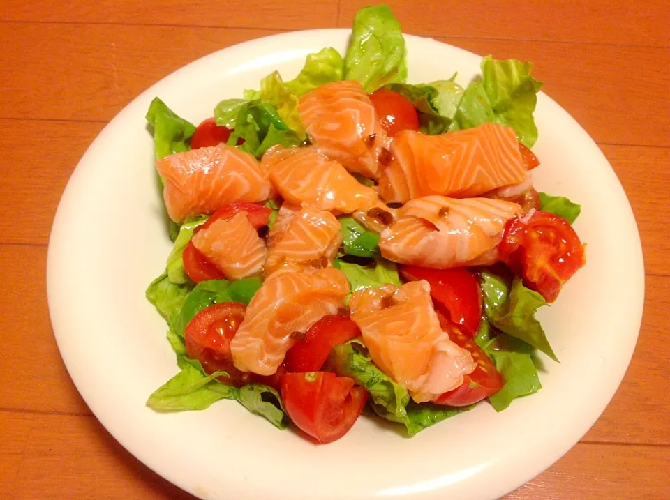 Salmon sashimi salad with wasabi dressing|Bethany M. Longさん