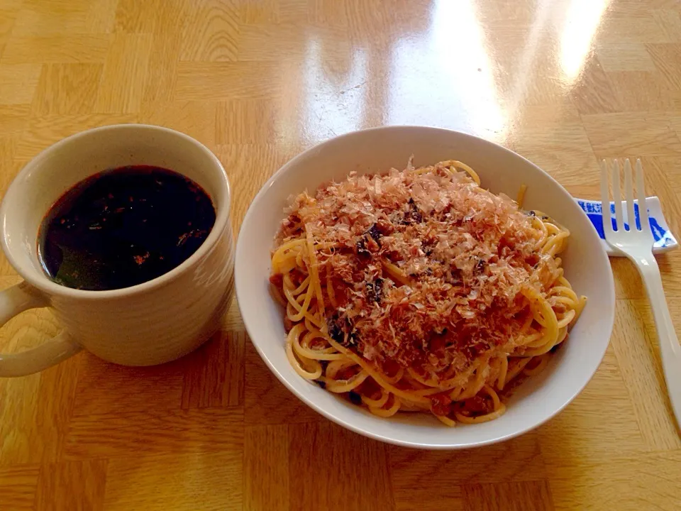 鰹節で隠れちゃった納豆の和風パスタ|Tarou  Masayukiさん