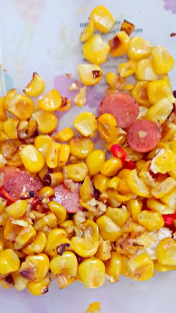 corn, saussage, scramble egg just stirfry|angelaさん