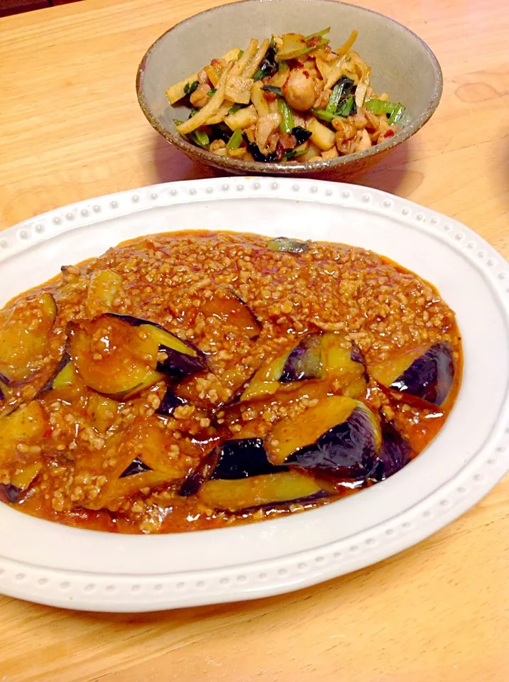 麻婆茄子と筍と鶏肉の中華炒め|竹 智香子さん