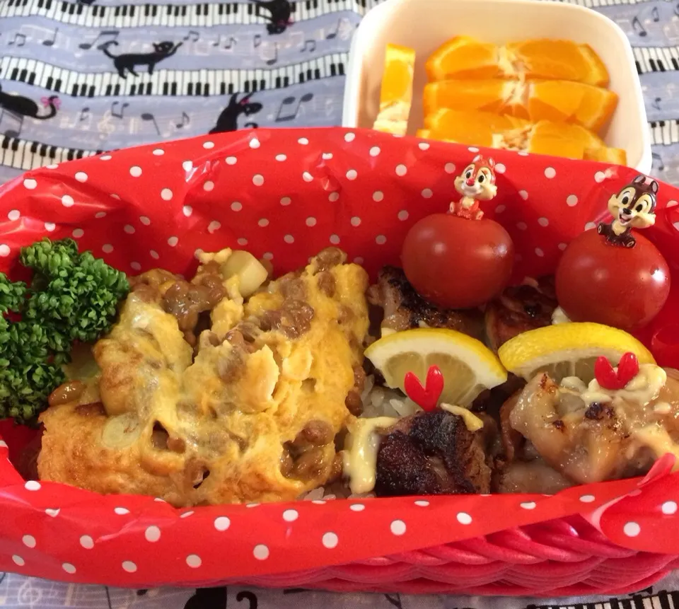 女の子弁当♪                                    昆布つゆで納豆オムレツ|志野さん