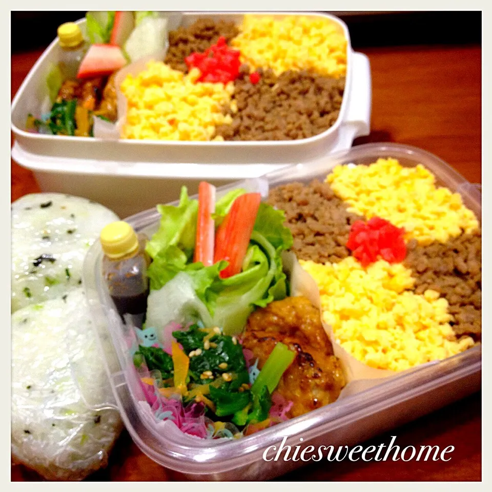 Snapdishの料理写真:4/28 そぼろ弁当|chieko ♪さん