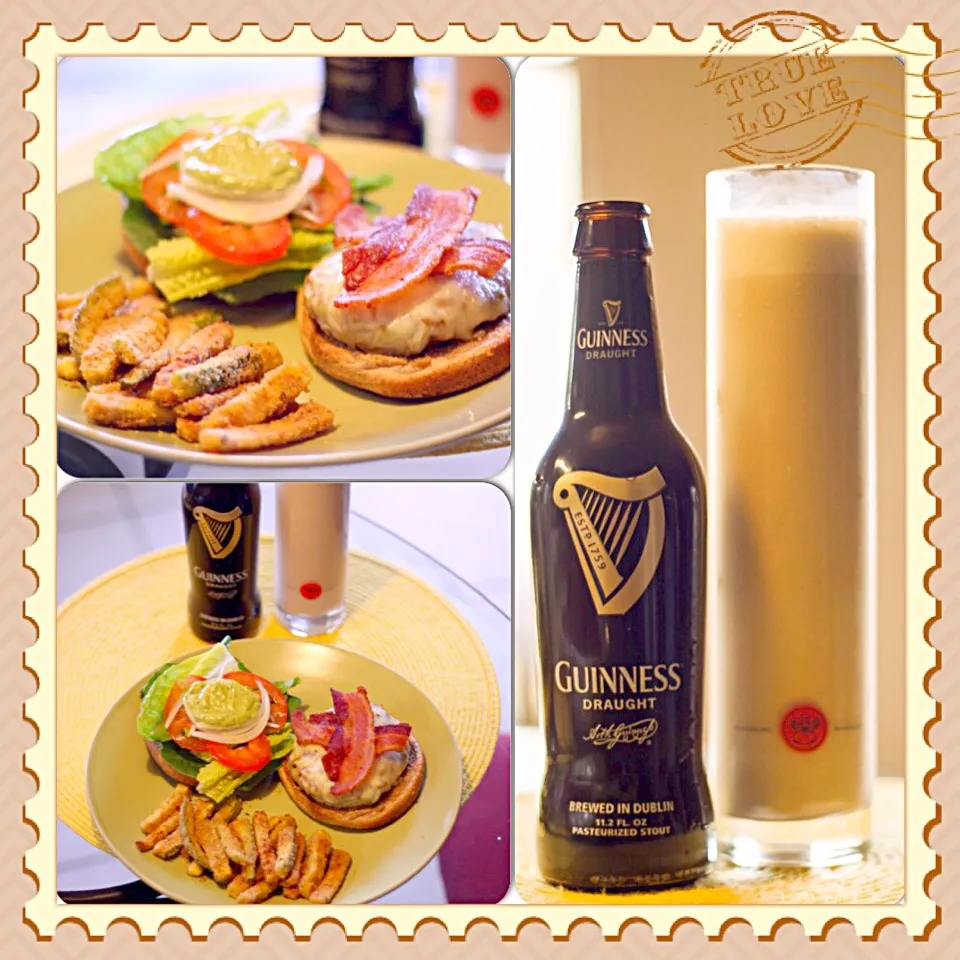 Curry Turkey Burger with a Guacamole Sauce and Baked Zucchini Fries with a Guinness MilkShake|Joyce Anne Alcantaraさん