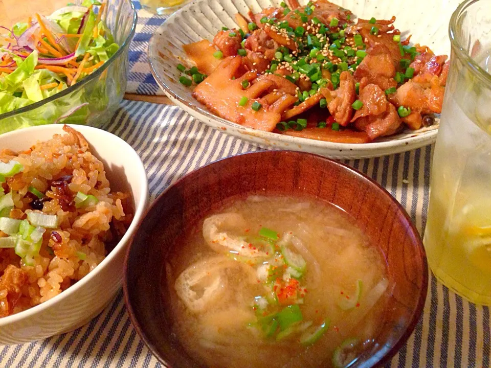 筍炊き込みご飯 筍と鶏のみりん炒め|オカメさんさん