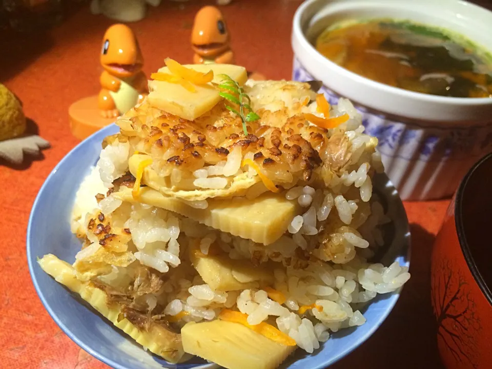 たけのこごはん  茸と鶏肉の冷製茶碗蒸し|つばささん