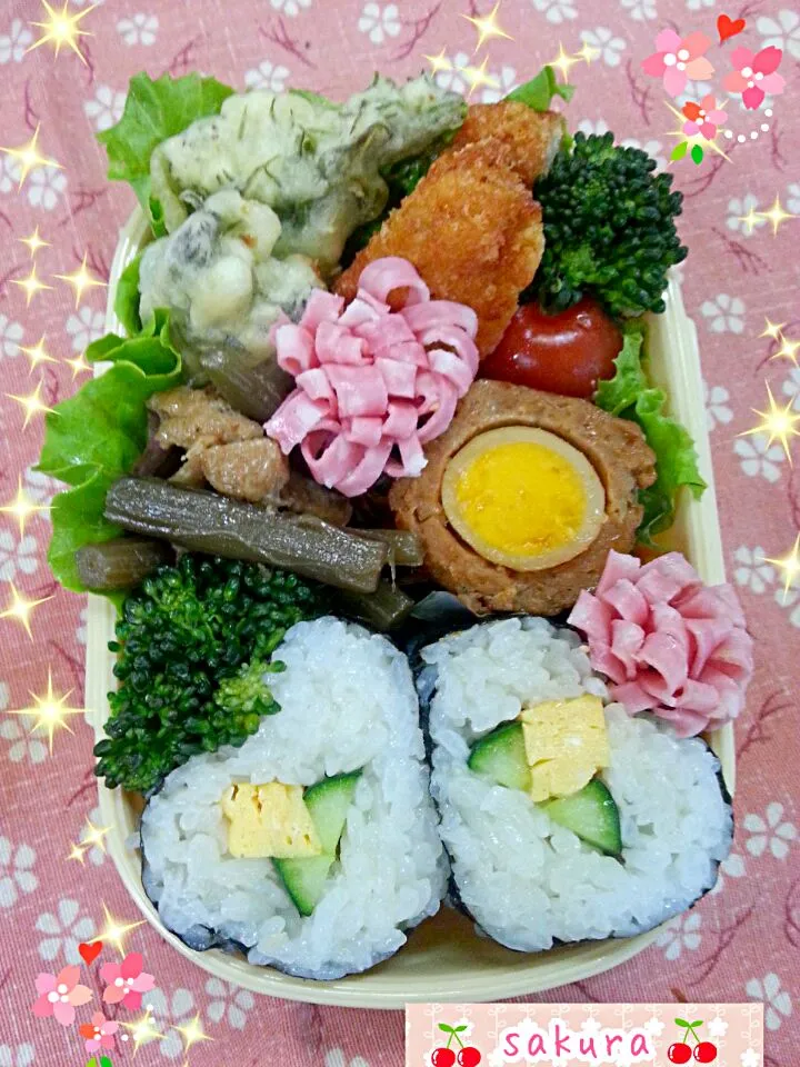 ハート♡の海苔巻き弁当|桜里さん