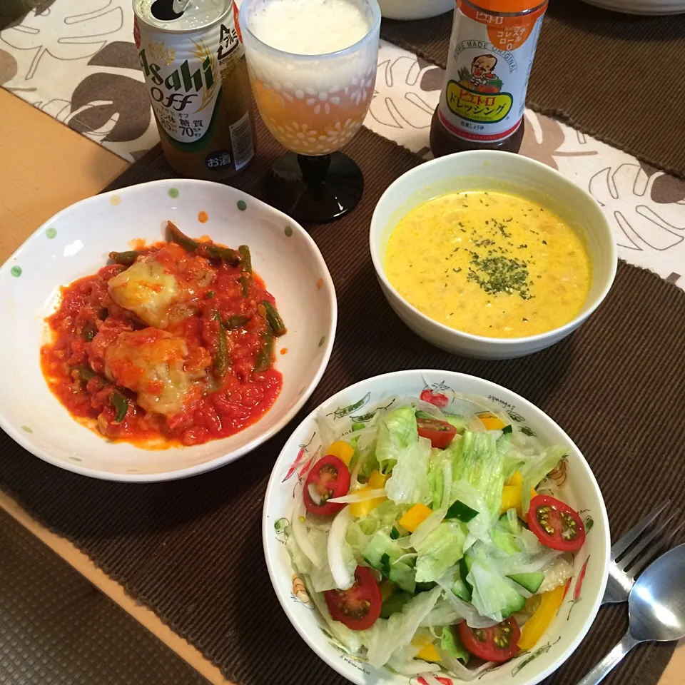 Snapdishの料理写真:昨日の晩ご飯、初メニュー;^_^A|こずこずさん