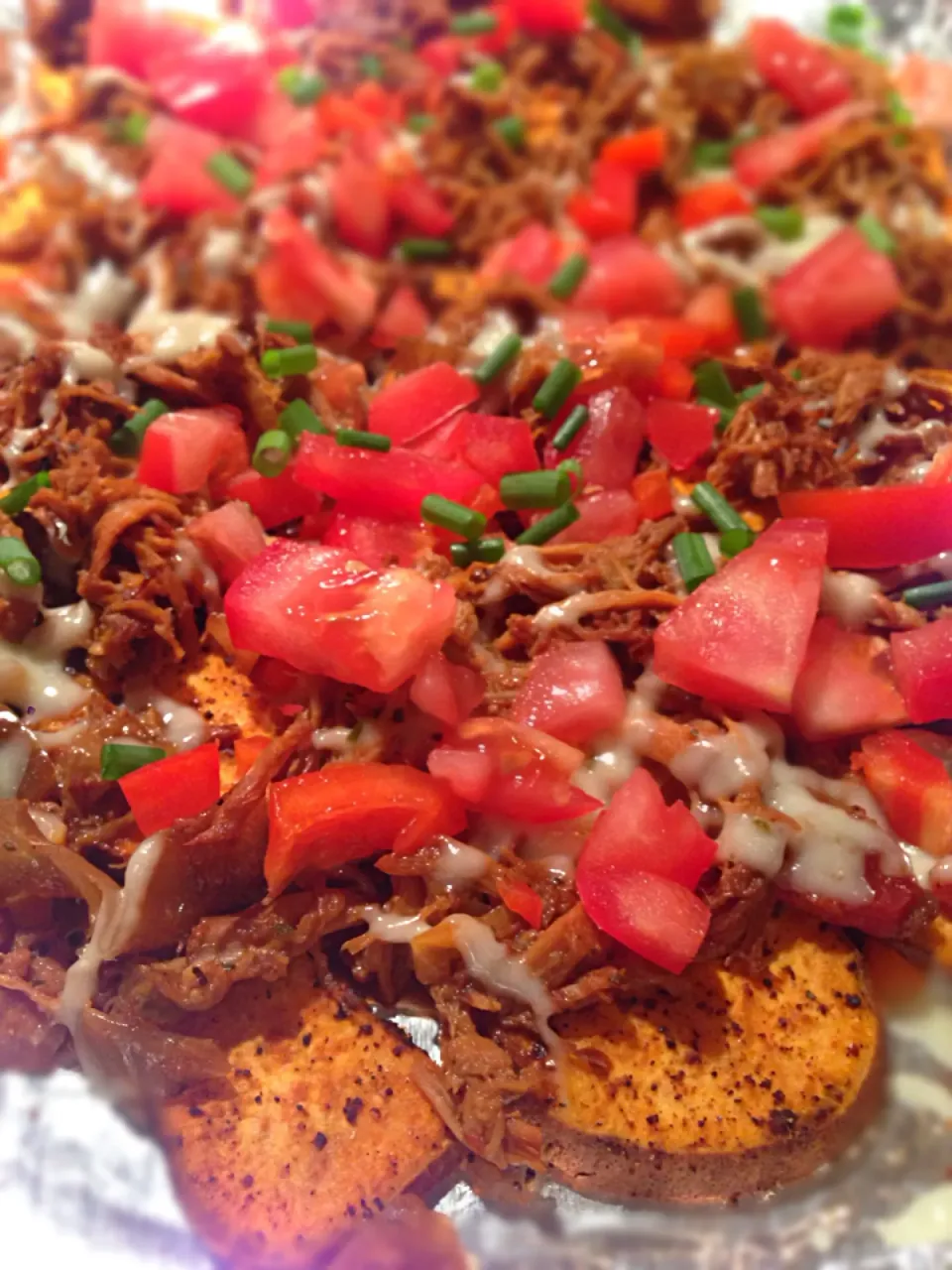 Snapdishの料理写真:Sweet potato nachos with pulled pork|Martha P.さん