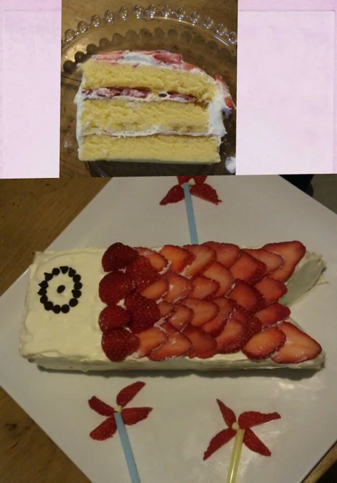 Snapdishの料理写真:友人宅にて。スイーツは鯉のぼりケーキ！！|mmmさん