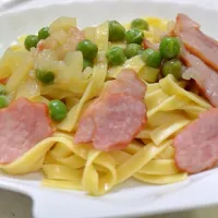 グリンピースとベーコンのパスタ|たま兄さん