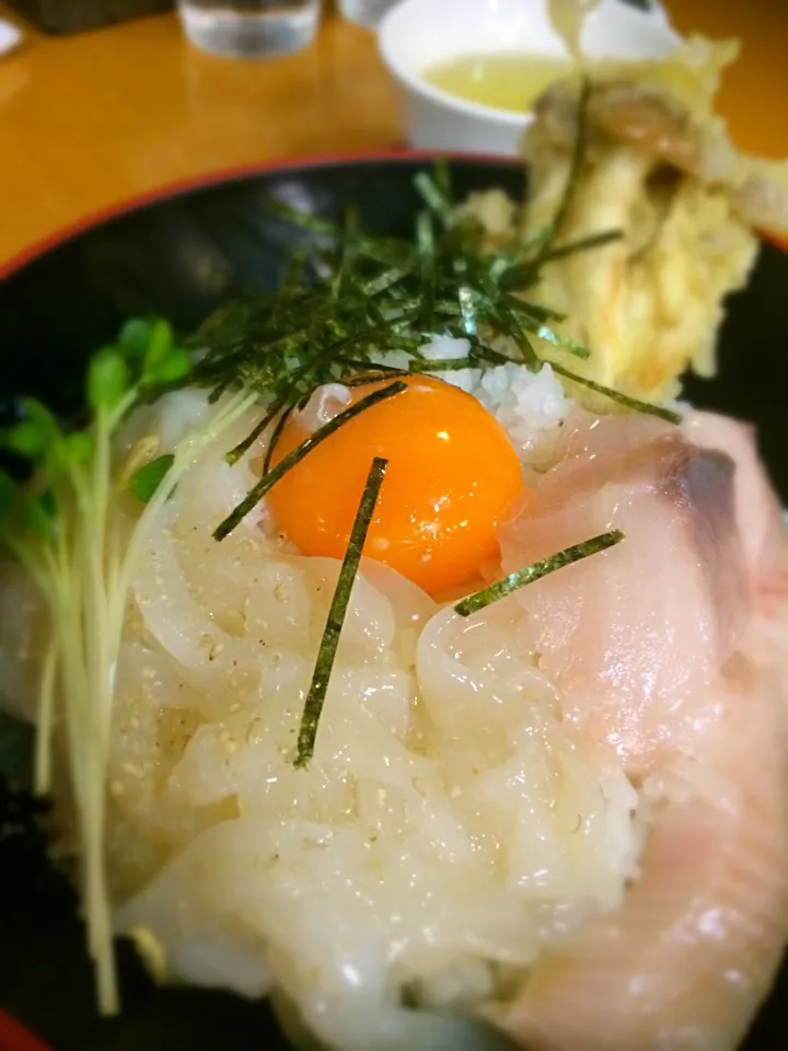 Snapdishの料理写真:アオリイカ月見丼|☆よーこ☆さん