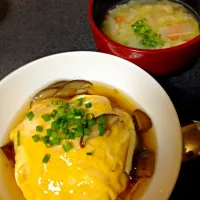 天津飯と野菜味噌汁|ゆきさん