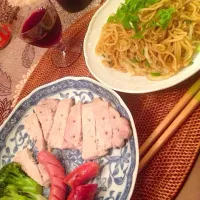 Snapdishの料理写真:焼きそば&お肉たち|Yuiko Yamanouchiさん