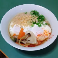 Snapdishの料理写真:ダブる目玉焼きのせ 朝うどん|Hidehiko Miyoshiさん